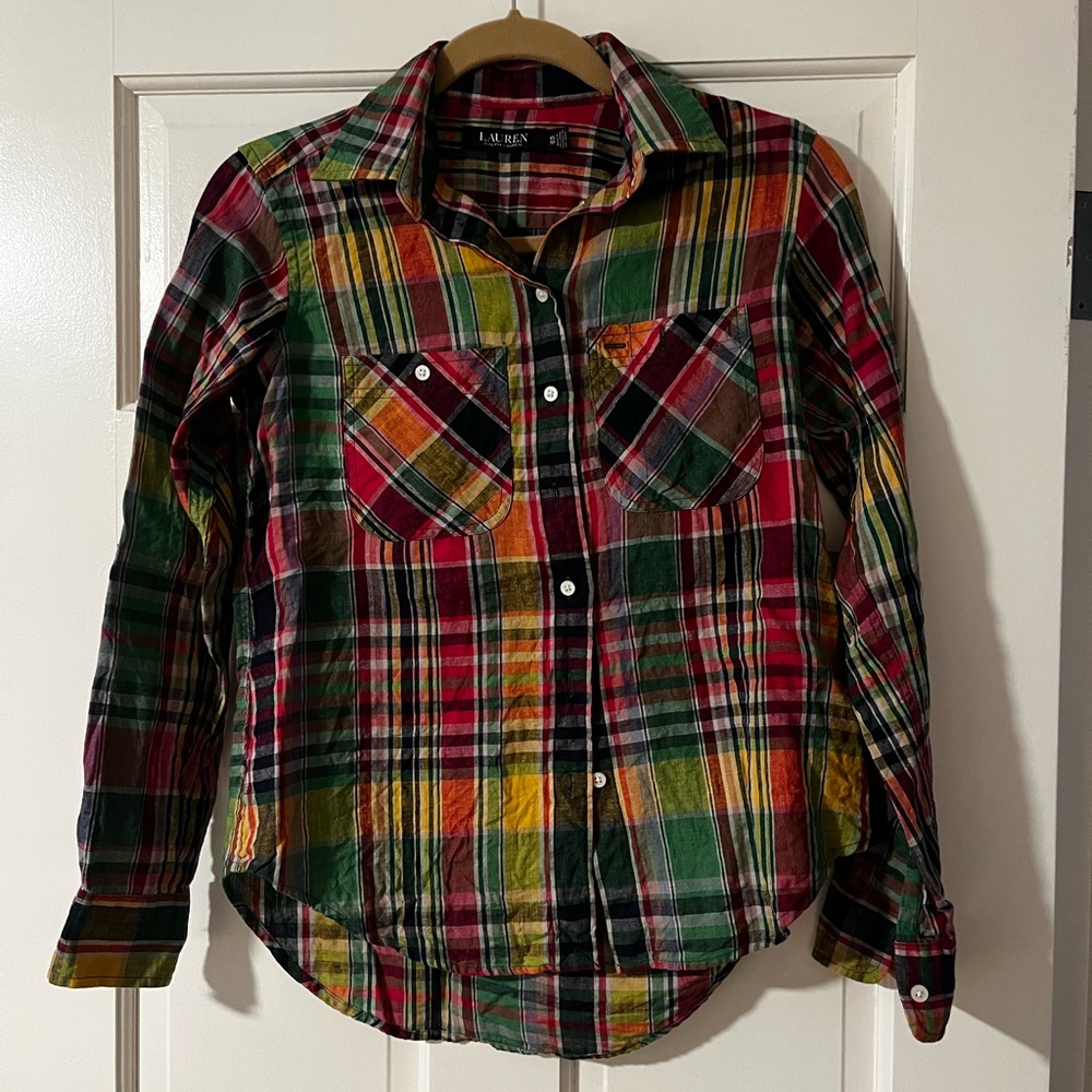 Ralph Lauren Red Green Yellow Plaid Button-Up Shirt